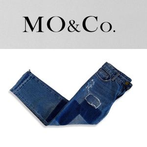 MO & Co. Distressed Denim Capris Blue Size 25